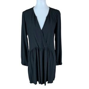 Tigerlily Black Long Sleeve Boho Wrap Mini Dress Australia Festival Chic Flowy 8